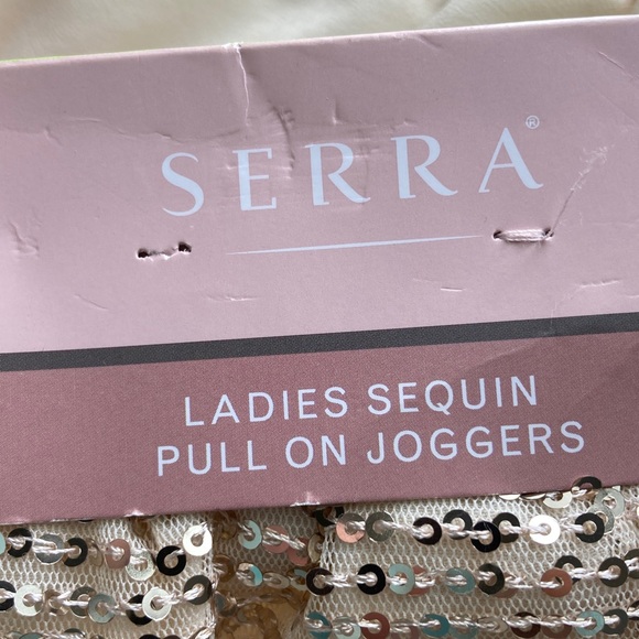 Serra Rose Gold Sequin Pullon Jogger Pants NWT - Picture 3 of 7